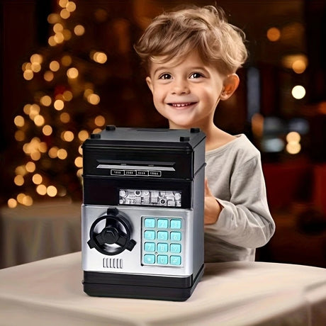PINK Children's Password Piggy Bank, Stores Coins & Paper Money, Auto Roll-Up, Sound & Light Interaction, Fosters Good Savings Habits. Battery Not Included