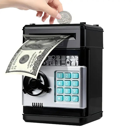 PINK Children's Password Piggy Bank, Stores Coins & Paper Money, Auto Roll-Up, Sound & Light Interaction, Fosters Good Savings Habits. Battery Not Included