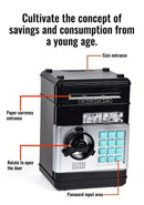 BLACK Children's Password Piggy Bank, Stores Coins & Paper Money, Auto Roll-Up, Sound & Light Interaction, Fosters Good Savings Habits. Battery Not Included