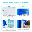 BLACK Children's Password Piggy Bank, Stores Coins & Paper Money, Auto Roll-Up, Sound & Light Interaction, Fosters Good Savings Habits. Battery Not Included