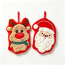 Christmas Hanging Hand Towel (2-Pack) | Coral Fleece Triple-Layer Thickened, 23×19cm Highly Absorbent, Fun Santa & Reindeer Double Design, Dual Use for Kitchen & Bathroom, Combines Practicality with Decoration