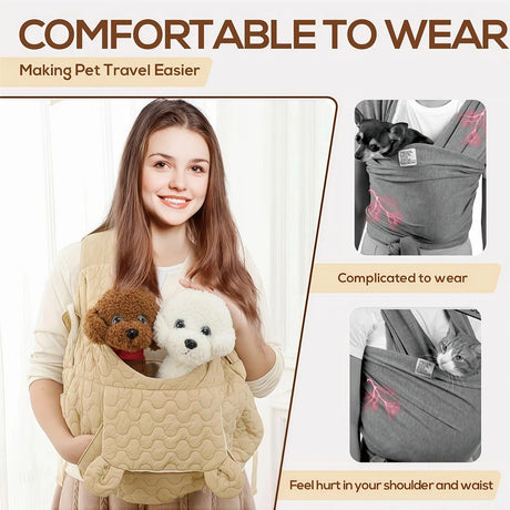 Pet Chest Carrier Front-Facing Backpack Small Dog Cat Breathable Carrier Hands-Free Sling（pink)