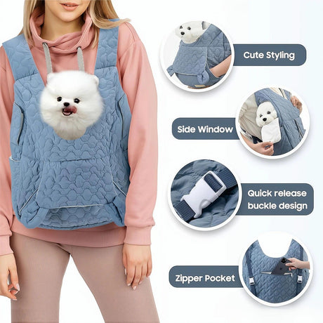 Pet Chest Carrier Front-Facing Backpack Small Dog Cat Breathable Carrier Hands-Free Sling(BLUE)