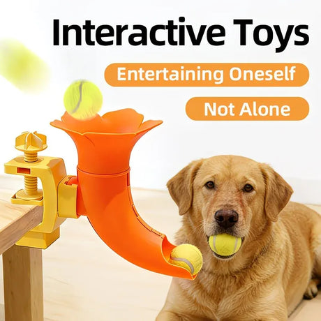 Manual Ball Launcher: Adjustable Difficulty, No Batteries Needed, Clip-On Automatic Ball Dispensing, Human-Pet Interaction and Solo Play All in One
