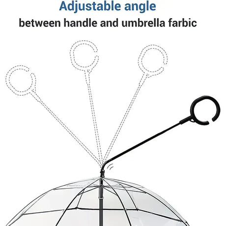 Bendable transparent pet umbrella with leash chain, rain or shine, one umbrella for outdoor pet walks
