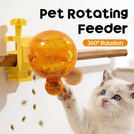 Pet Puzzle Spinning Feeder: 360° Slow Feeding Portion Control, Clip-On Installation, Eat While Playing/the little orange
