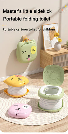 Car Folding Potty, cute cartoon design, folds in seconds for easy carrying, widened seat ring for comfort and stability, suitable for both home and travel.(pink)