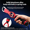 Aluminum Alloy Fish Control & Weighing Tool – Curved Jaw Anti-slip Lock, 18KG Instant Reading Scale（red)