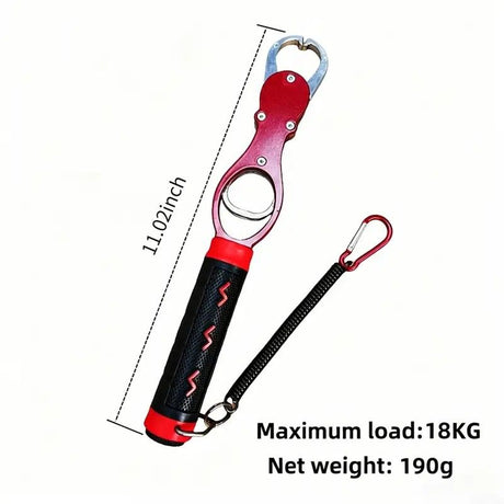 Aluminum Alloy Fish Control & Weighing Tool – Curved Jaw Anti-slip Lock, 18KG Instant Reading Scale(BLUE)