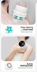 Multi-Function Electric Body Brush: 360° Rotation, Auto-Cleaning, 5 Brush Heads, 3-Speed Adjustment, Wet & Dry Use for Home Spa Experience.GREY