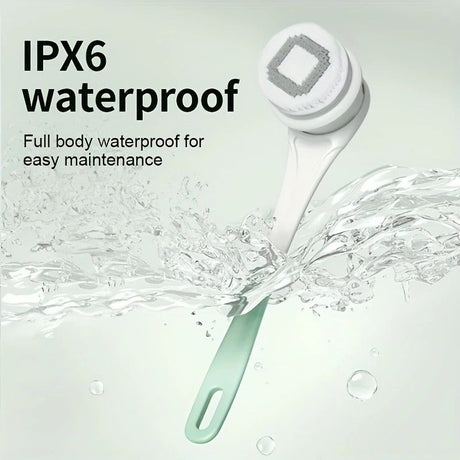 Multi-Function Electric Body Brush: 360° Rotation, Auto-Cleaning, 5 Brush Heads, 3-Speed Adjustment, Wet & Dry Use for Home Spa Experience.GREEN