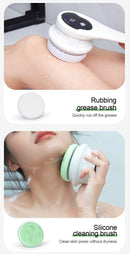 Multi-Function Electric Body Brush: 360° Rotation, Auto-Cleaning, 5 Brush Heads, 3-Speed Adjustment, Wet & Dry Use for Home Spa Experience.GREEN