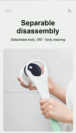 Multi-Function Electric Body Brush: 360° Rotation, Auto-Cleaning, 5 Brush Heads, 3-Speed Adjustment, Wet & Dry Use for Home Spa Experience.GREEN
