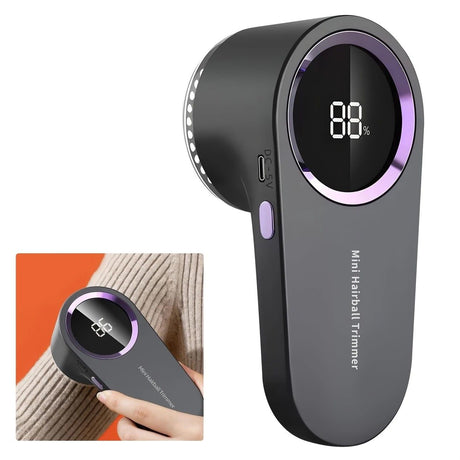 USB rechargeable fabric shaver, digital display portable design, long-lasting battery for home and travel, easily removes pills from clothes and socks.(WHITE)