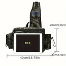Camouflage Fishing Waist Bag – Large Capacity Multi-layer Partition, Side Pockets & Winding Strap for Full Loading, Breathable Shoulder Strap for Long-lasting Comfort(Black camouflage)