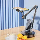 Robust and Adjustable Carbon Steel Phone Holder – Features a 360° Rotating Flexible Long Arm, Durable Carbon Steel Cantilever Base, Perfect for Watching TV Shows, Live Streaming, and Taking Selfies [Black]