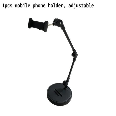 Robust and Adjustable Carbon Steel Phone Holder – Features a 360° Rotating Flexible Long Arm, Durable Carbon Steel Cantilever Base, Perfect for Watching TV Shows, Live Streaming, and Taking Selfies [Black]