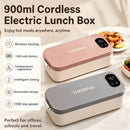 900ml Cordless Heating Lunch Box, 7200mAh Long Battery Life, Portable Meal Warmer (GREY)