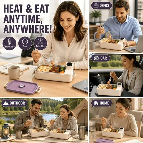 900ml Cordless Heating Lunch Box, 7200mAh Long Battery Life, Portable Meal Warmer (GREY)