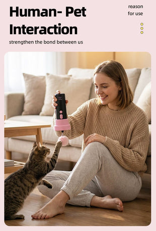 Electric Cat Fishing Wand Toy: One-Button Launch with Spring Retraction, the Perfect Stress-Relief Toy for Human-Pet Interaction/[Gift battery *2+ replacement head *2+ screwdriver]