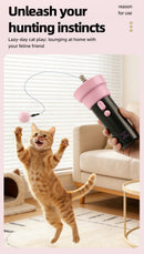 Electric Cat Fishing Wand Toy: One-Button Launch with Spring Retraction, the Perfect Stress-Relief Toy for Human-Pet Interaction/[Gift battery *2+ replacement head *2+ screwdriver]