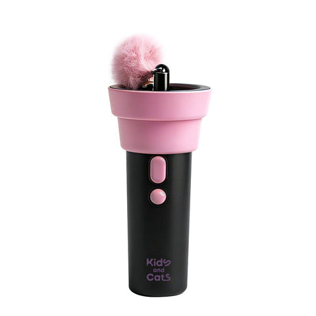 Electric Cat Fishing Wand Toy: One-Button Launch with Spring Retraction, the Perfect Stress-Relief Toy for Human-Pet Interaction/Black [gift battery *2+ replacement head *2+ screwdriver]