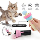 Electric Cat Fishing Wand Toy: One-Button Launch with Spring Retraction, the Perfect Stress-Relief Toy for Human-Pet Interaction/Black [gift battery *2+ replacement head *2+ screwdriver]