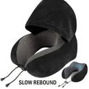 Outdoor Travel Car Pillow, 1pc Memory Foam Hooded U-shaped Neck Pillow, Washable, Neck Pillow with Hood.GREY