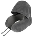 Outdoor Travel Car Pillow, 1pc Memory Foam Hooded U-shaped Neck Pillow, Washable, Neck Pillow with Hood.GREY