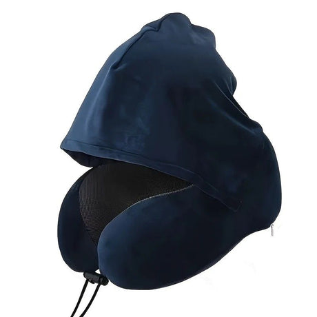 Outdoor Travel Car Pillow, 1pc Memory Foam Hooded U-shaped Neck Pillow, Washable, Neck Pillow with Hood.GREY