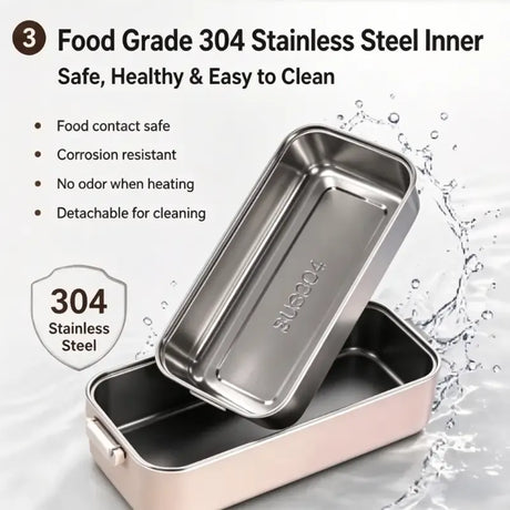 900ml Cordless Heating Lunch Box, 7200mAh Long Battery Life, Portable Meal Warmer (Bean Paste Pink))