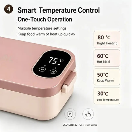 900ml Cordless Heating Lunch Box, 7200mAh Long Battery Life, Portable Meal Warmer (Bean Paste Pink))