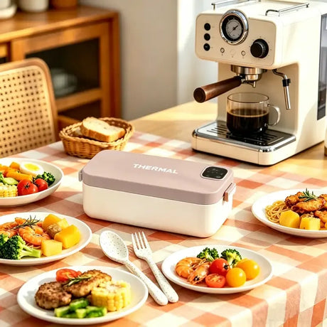 900ml Cordless Heating Lunch Box, 7200mAh Long Battery Life, Portable Meal Warmer (Bean Paste Pink))