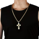 golden Men's Vintage Flat Handmade Necklace with Multi-layered Stainless Steel Pendant Jewelry Accessory.