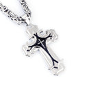 silver  Men's Vintage Flat Handmade Necklace with Multi-layered Stainless Steel Pendant Jewelry Accessory.