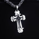 silver  Men's Vintage Flat Handmade Necklace with Multi-layered Stainless Steel Pendant Jewelry Accessory.