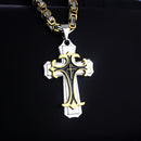 silver  Men's Vintage Flat Handmade Necklace with Multi-layered Stainless Steel Pendant Jewelry Accessory.