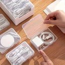Transparent cable organizer, 7 small + 1 large combo design. Lightweight and durable, stores data cables and chargers, keeps desktop tidy. Ideal storage solution for both home and office.