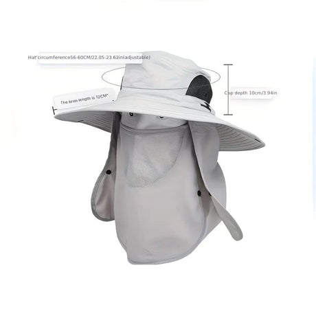 Army Green .Extra Wide Fishing Hat with Detachable Sun Visor and Neck Guard - The Perfect Choice for Summer Fishing, Hiking, and Outdoor Activities.