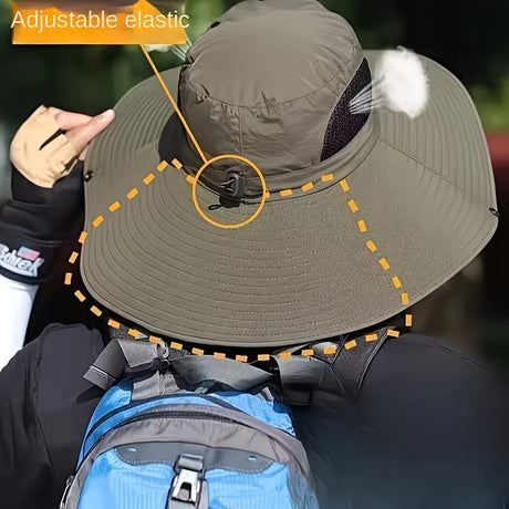 black,Extra Wide Fishing Hat with Detachable Sun Visor and Neck Guard - The Perfect Choice for Summer Fishing, Hiking, and Outdoor Activities