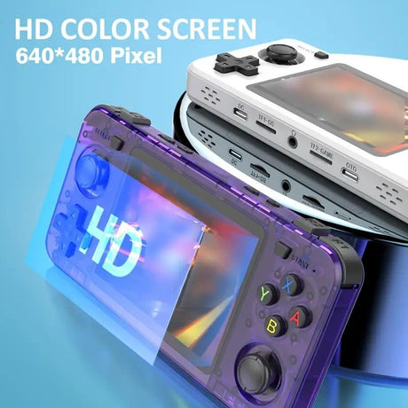 R36H Retro Game Console 128G  Handheld with 23 Emulators, Linux System, 3.5-inch IPS Screen, 640×480 Resolution, USB Charging, Ultra-Long Battery Life, Perfect Gift for Friends.BLUE