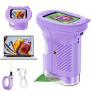 Children's 1000X Digital Microscope 2.4 Inch IPS Screen Portable Mini LED Microscope with Photo Video and PC Connection Science Educational Toy.PINK
