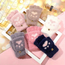 Faux Mink Fingerless Fleece-Lined Warm Gloves – Practical for Autumn/Winter, Heart Design with High-Elastic Cuff, Ideal for Office Use and Daily Hand Warmth.(pink)