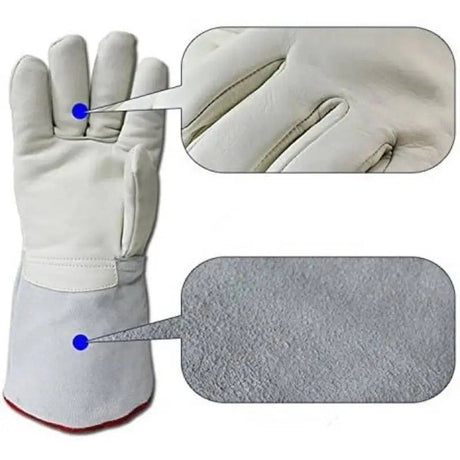 Thermal Leather Freezer Work Gloves – Thinsulate Lined, Kevlar Reinforced Cold Store & Outdoor Winter Safety Gloves(40CM/15.75IN)