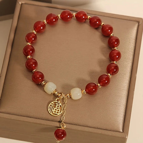2PCS Versatile Fortune Bracelet, Retro Chinese-style Red 