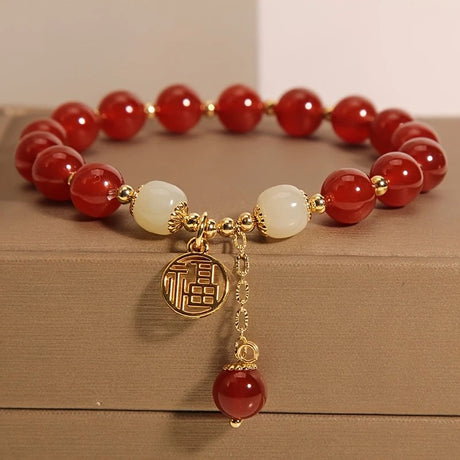 2PCS Versatile Fortune Bracelet, Retro Chinese-style Red 