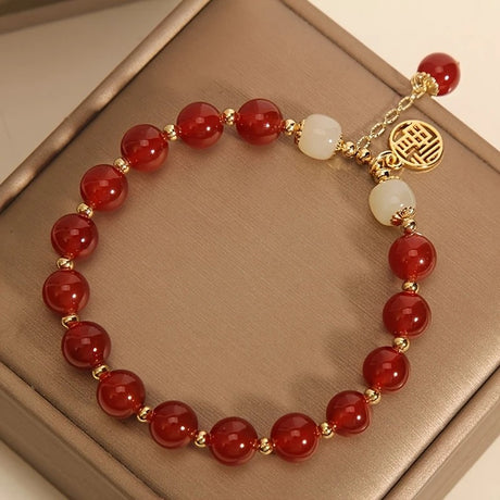 2PCS Versatile Fortune Bracelet, Retro Chinese-style Red 