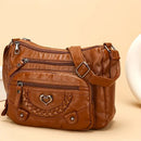 Elegant Series Multi-Pocket PU Mini Square Bag – Soft Durable Crossbody, Metal Zipper Wide Strap, Polyester Lining, Lightweight Large Capacity for Women.(wine red)