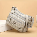 Elegant Series Multi-Pocket PU Mini Square Bag – Soft Durable Crossbody, Metal Zipper Wide Strap, Polyester Lining, Lightweight Large Capacity for Women.(grey)