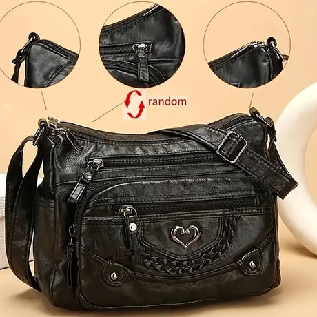 Elegant Series Multi-Pocket PU Mini Square Bag – Soft Durable Crossbody, Metal Zipper Wide Strap, Polyester Lining, Lightweight Large Capacity for Women.(grey)
